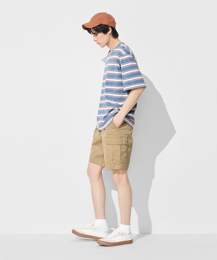 鬆緊工裝短褲-男