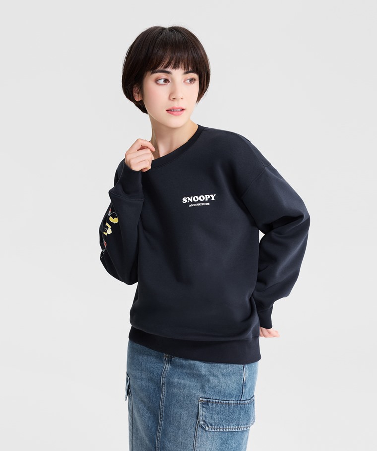 史努比系列刷毛印花圓領衫-12-女
