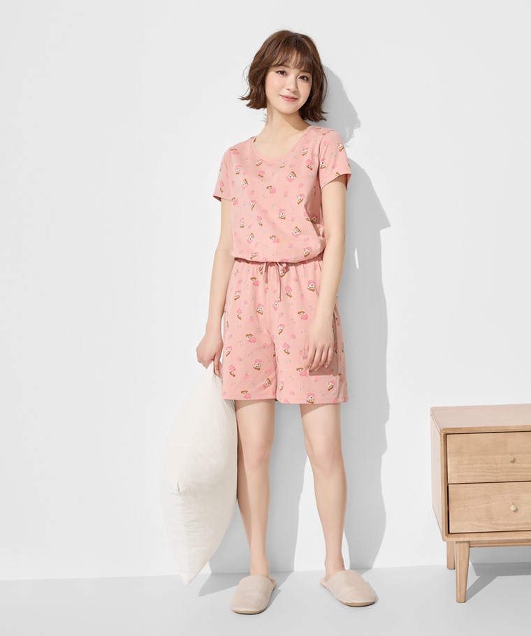 蠟筆小新快乾棉印花家居套裝-女