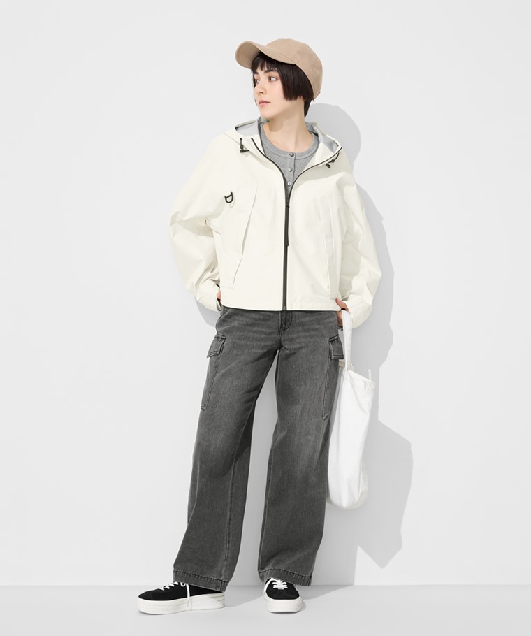 工裝牛仔寬褲-女