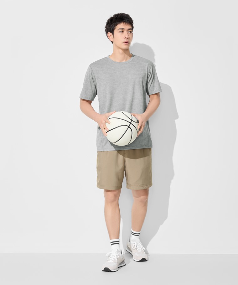 運動精選系列：男 · 吸排短袖T恤,男 · 吸排雙層短褲,男 · 毛圈羅紋配條中筒襪