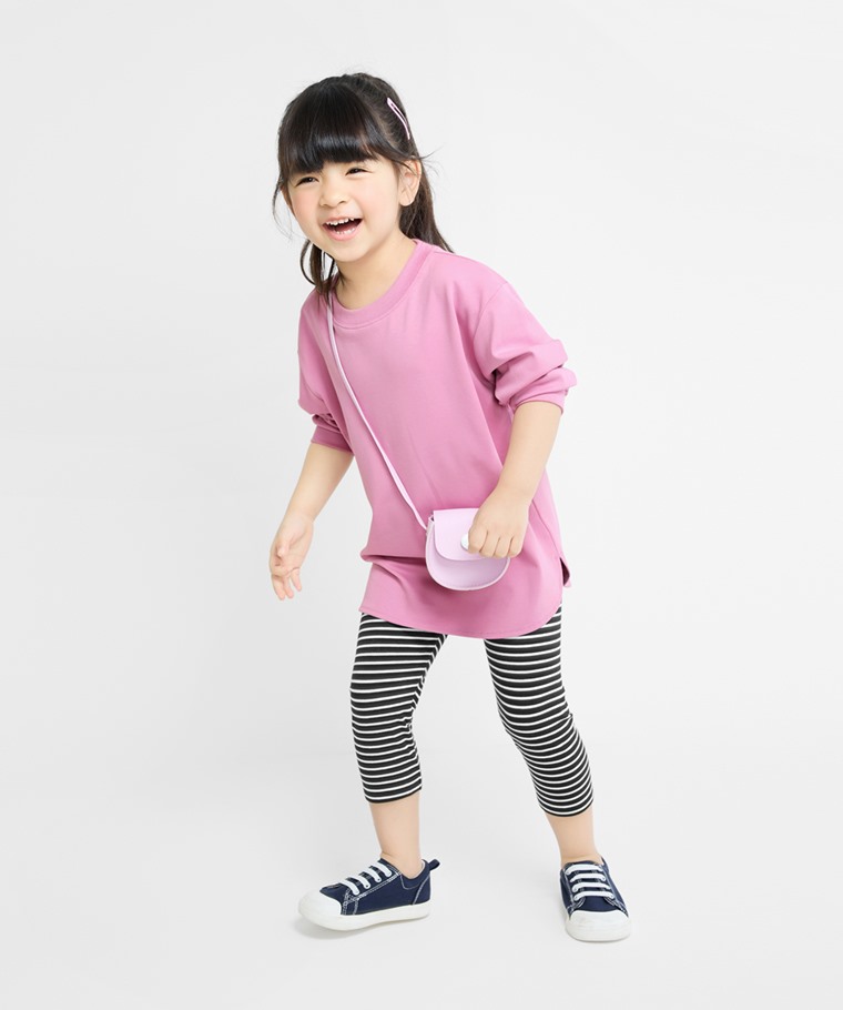 彈力條紋七分內搭褲-童