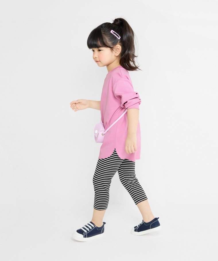 彈力條紋七分內搭褲-童