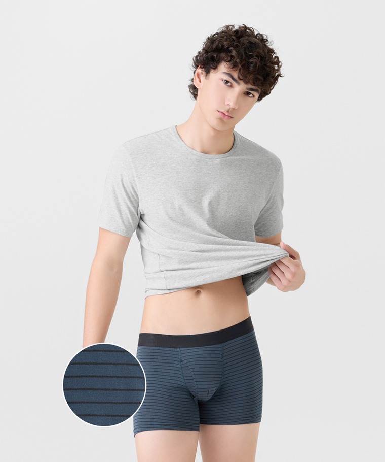 棉質中腰條紋平口內褲-男