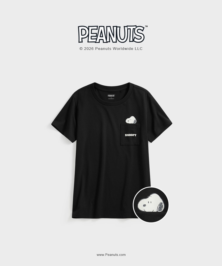 聯名系列T恤-WOMEN：女 · 史努比系列口袋印花T恤-22