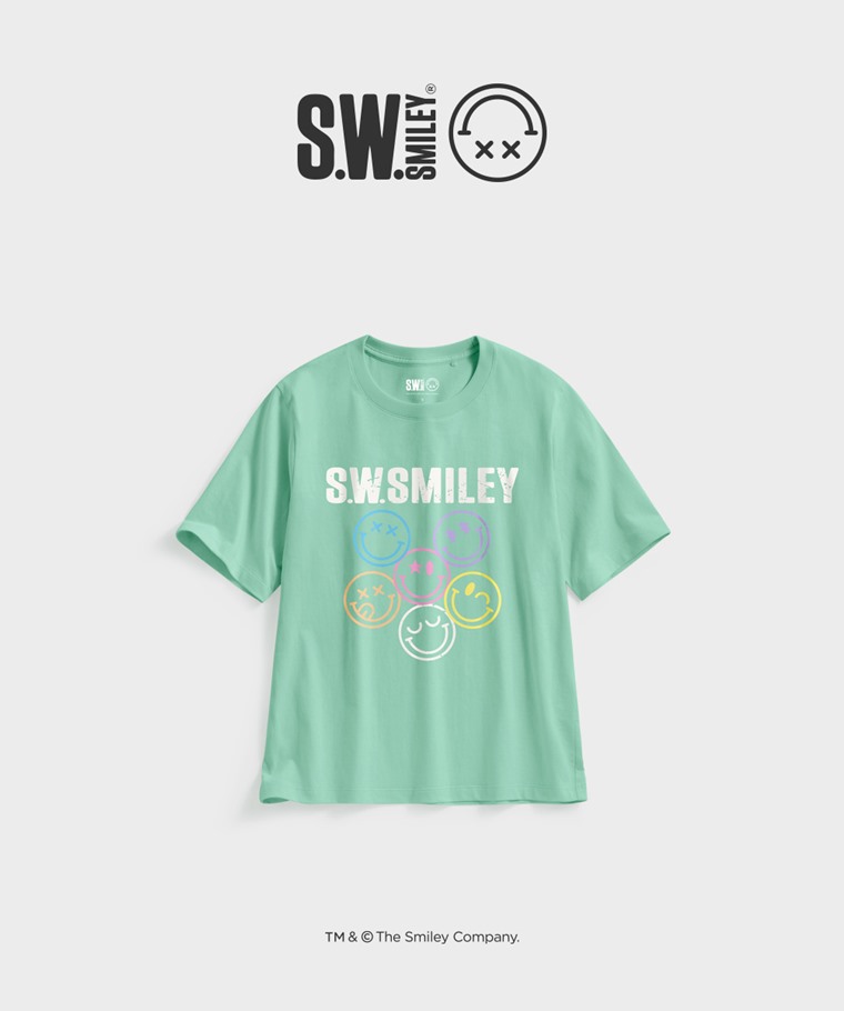 聯名系列T恤-WOMEN：女 · S.W.SMILEY®寬版印花T恤-06