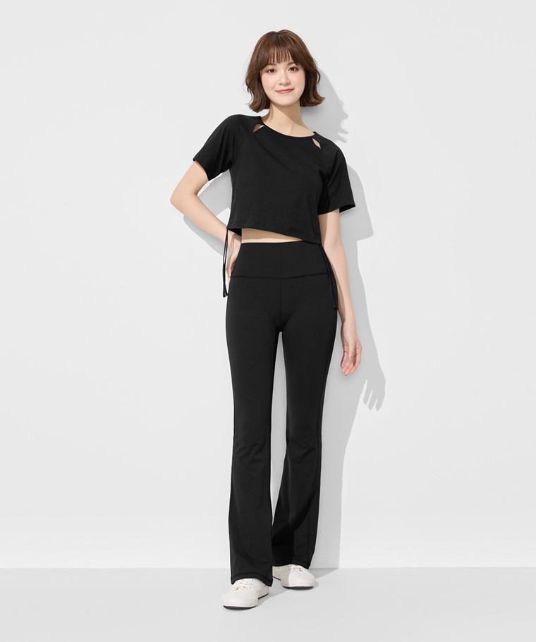 吸排抽繩短版T恤-女