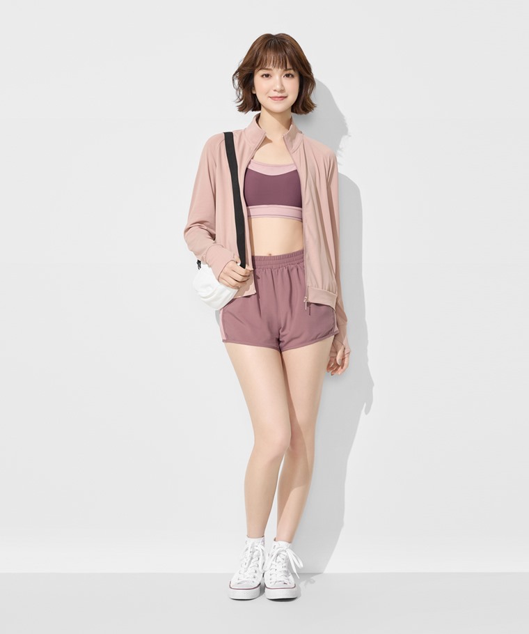 吸排抗UV網眼立領外套-女