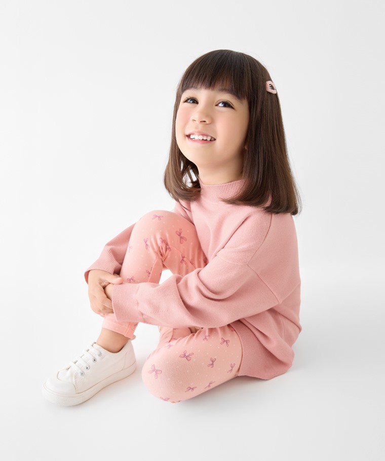 秋冬童裝新品：童 · 彈力印花九分內搭褲,童 · 柔軟寬鬆毛衣