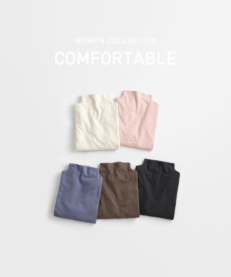 秋冬女裝新品：女 · 柔軟磨毛寬鬆高領上衣