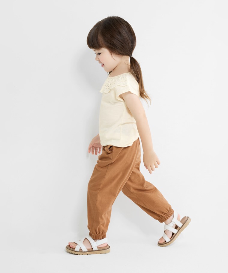 春夏童裝新品：童 · 竹節棉束口褲,童 · 竹節棉蕾絲造型T恤