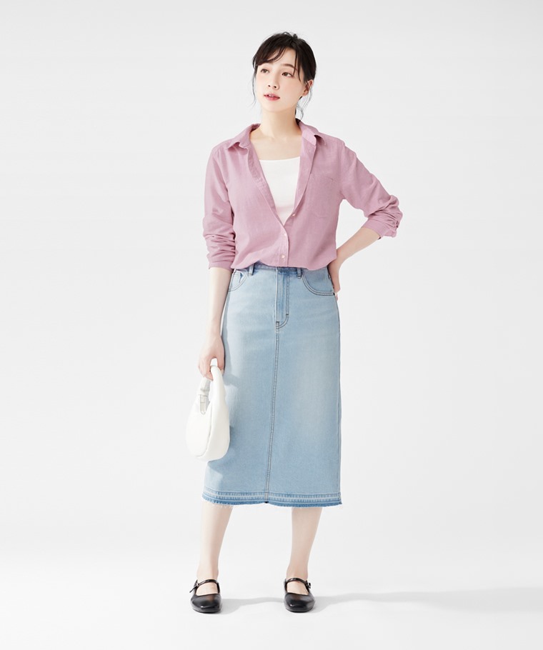 棉麻長版襯衫-女