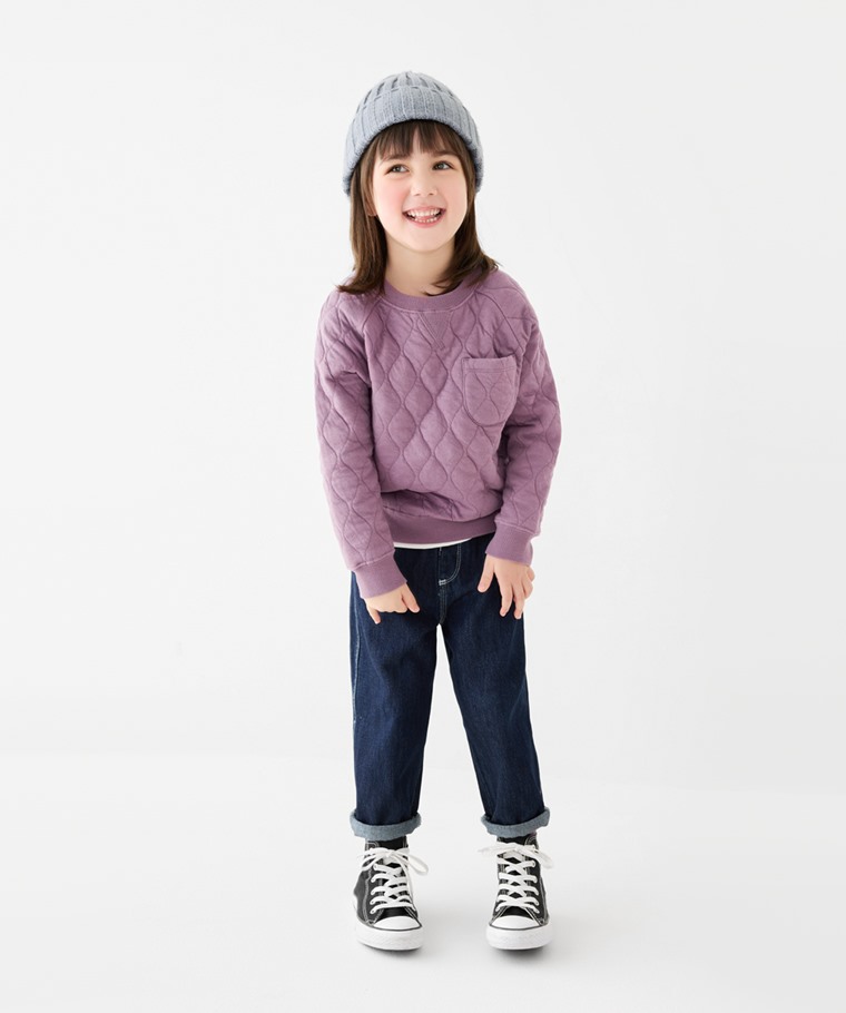 輕型鋪棉長袖口袋上衣-童