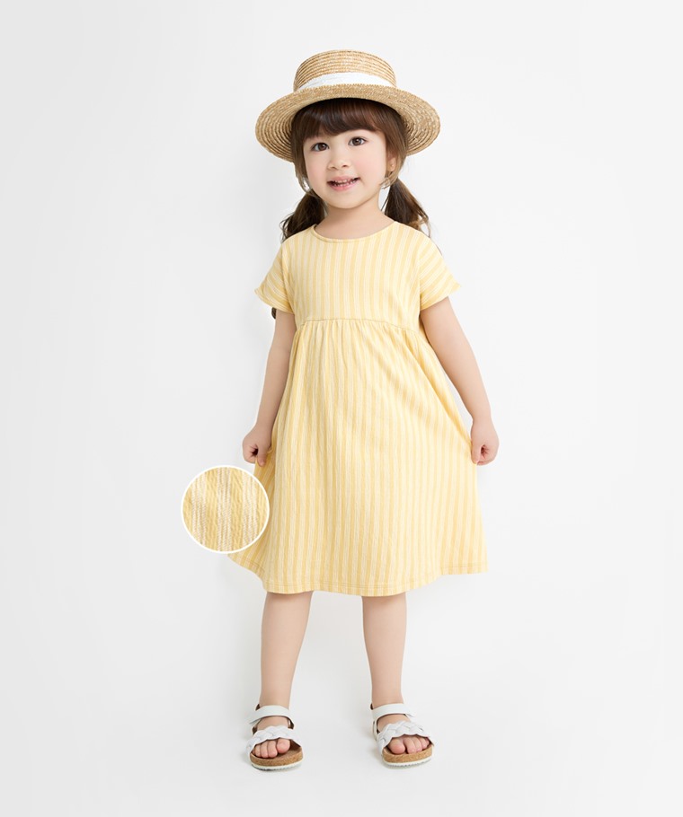條紋印花連袖洋裝-童