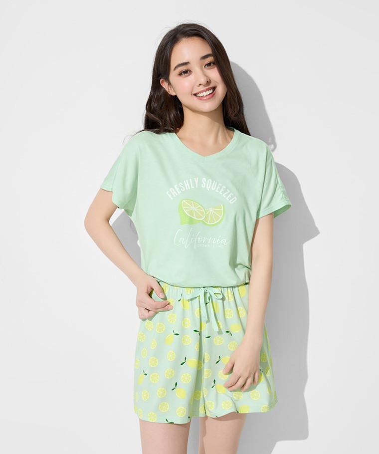 莫代爾V領青檸家居套裝-女