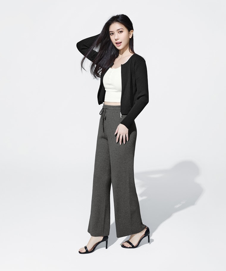 針織羅紋長褲-女
