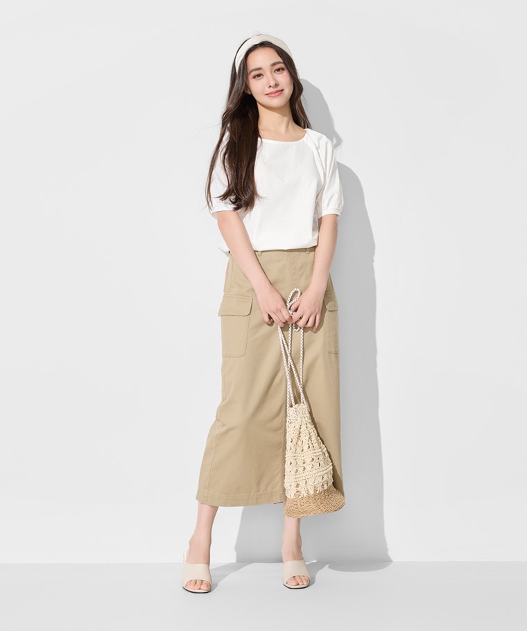 絲光棉寬鬆泡泡袖上衣-女