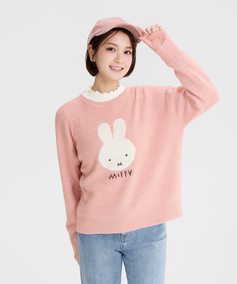 Miffy粗針混紡毛衣-女 - 精緻提花工藝，展現細膩視覺層次。