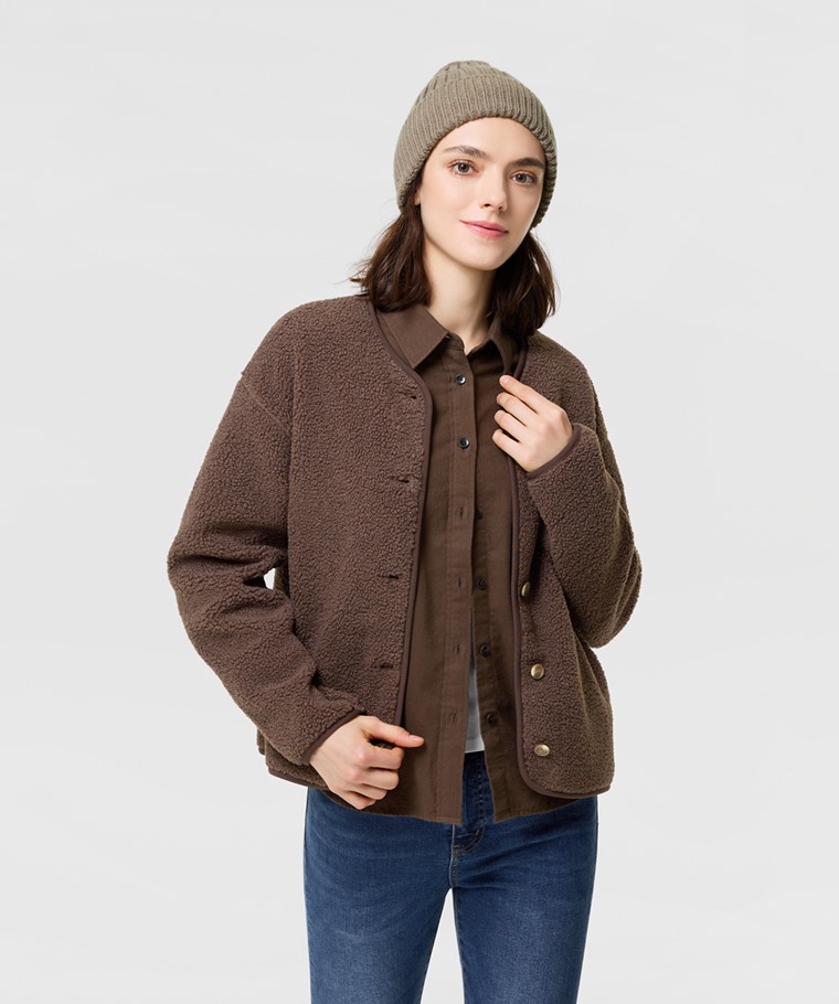 法蘭絨長袖襯衫-女