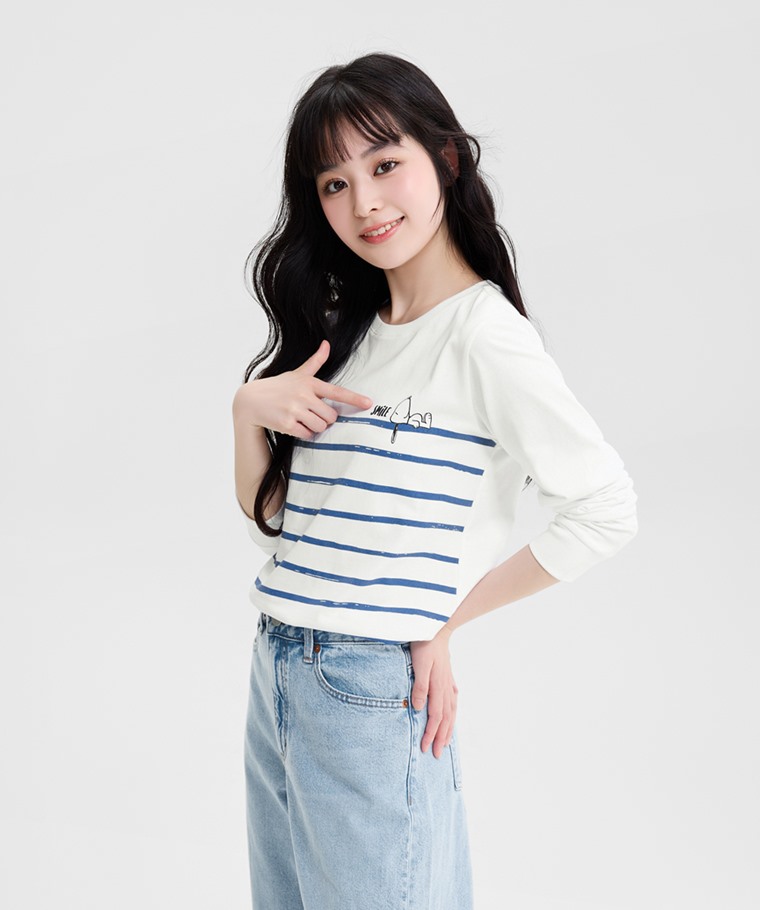 史努比系列長袖印花T恤-02-女