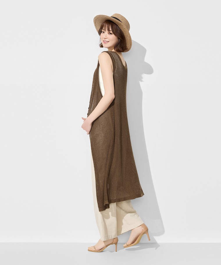 鏤空針織長版背心-女