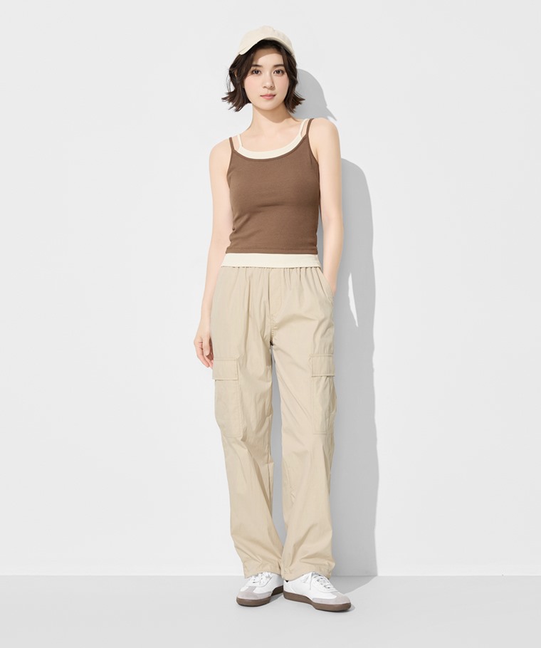 輕便工裝束口褲-女