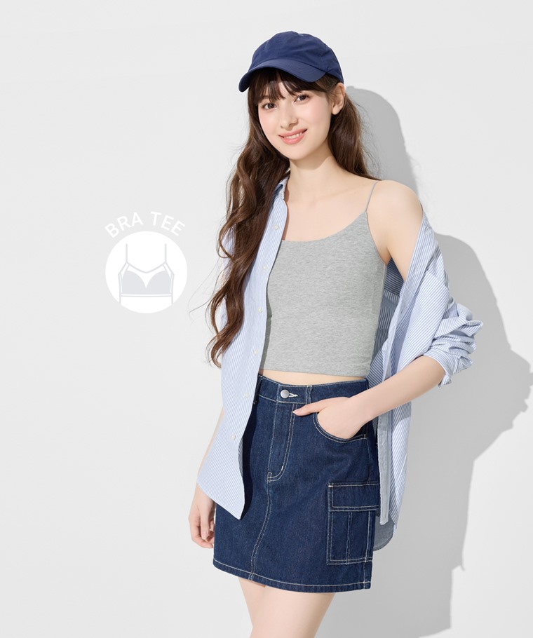 Bra大圓領中短版細肩帶-女