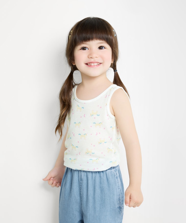 純棉網眼印花背心(2入)-童