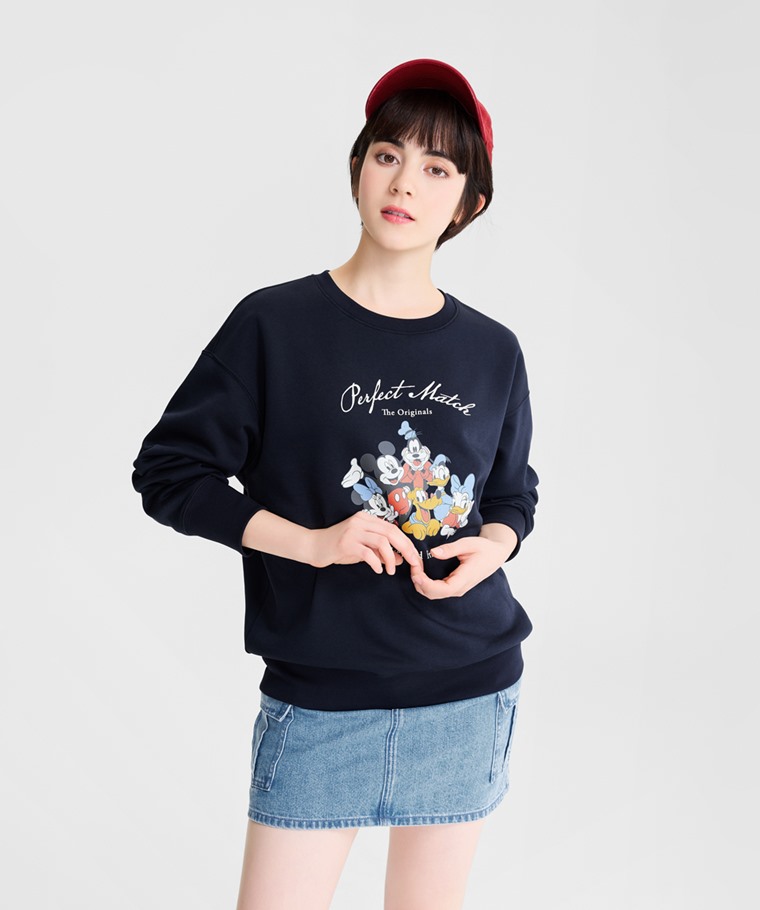 迪士尼系列刷毛印花圓領衫-11-女
