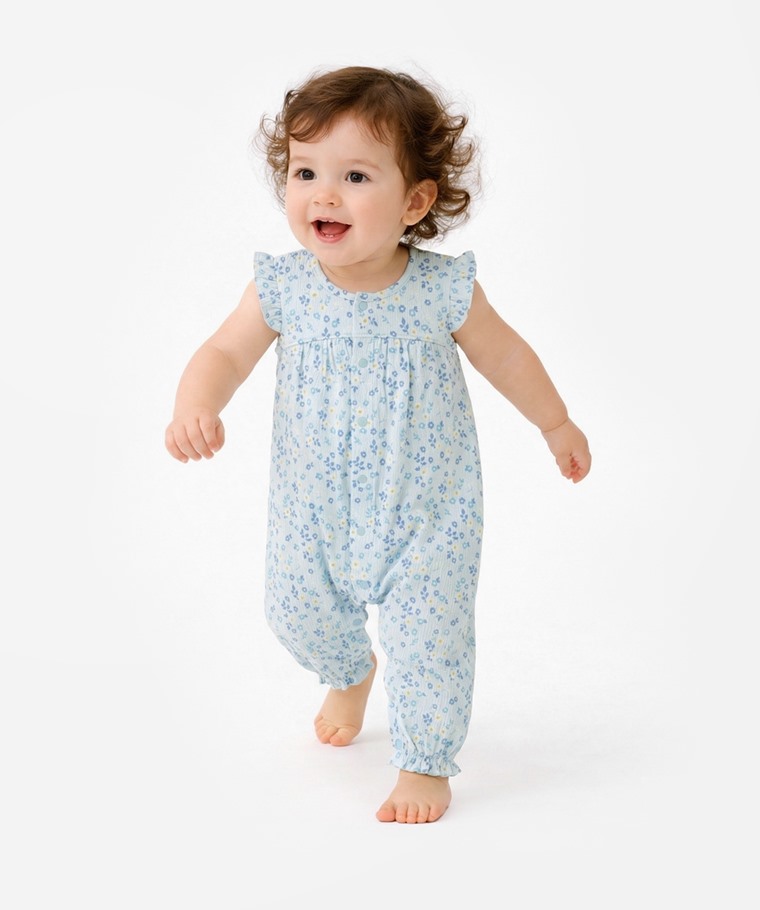 春夏嬰幼兒新品：Baby · 荷葉袖碎花連身衣