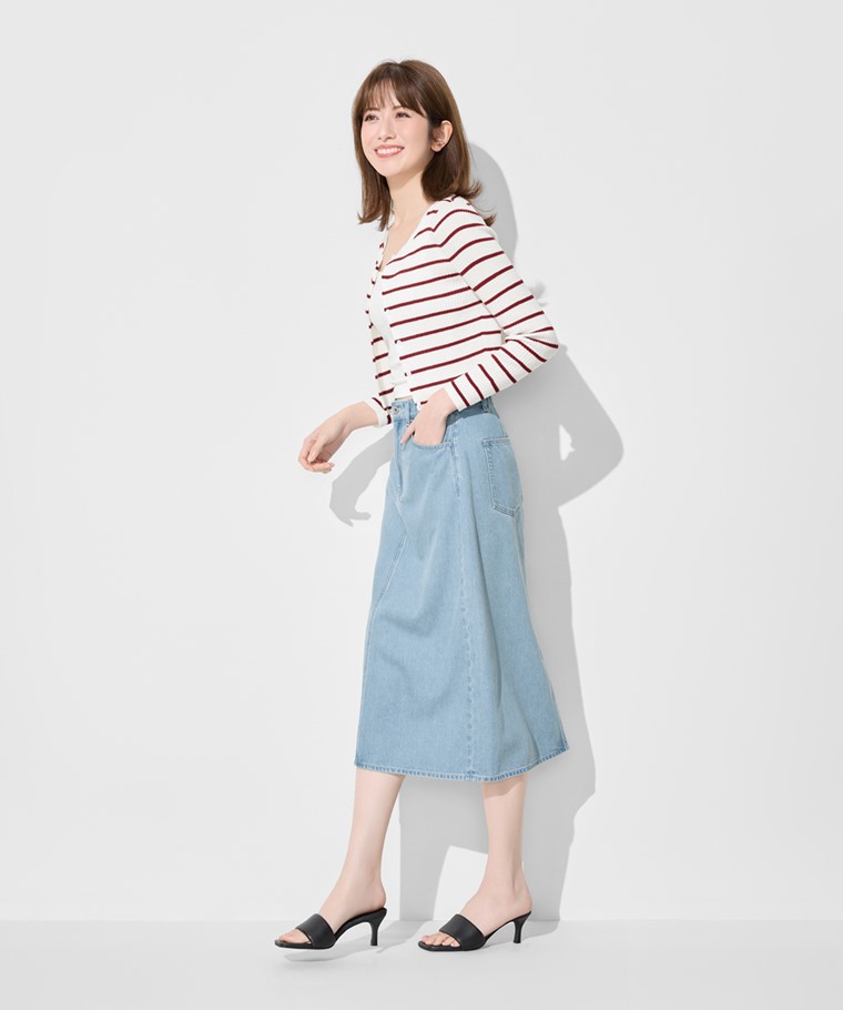 垂墜感牛仔長裙-女