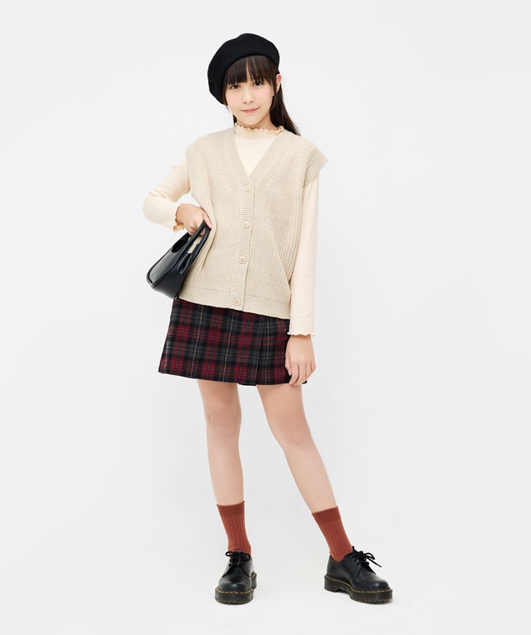 粗針寬版開襟背心-童