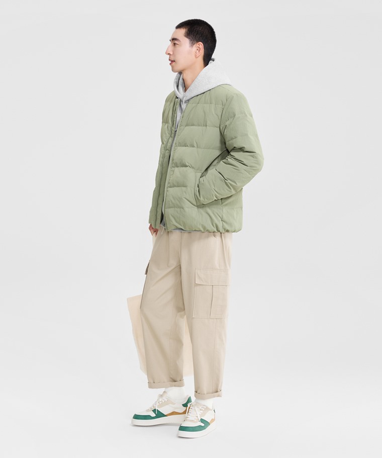 極暖羽絨無領外套-男