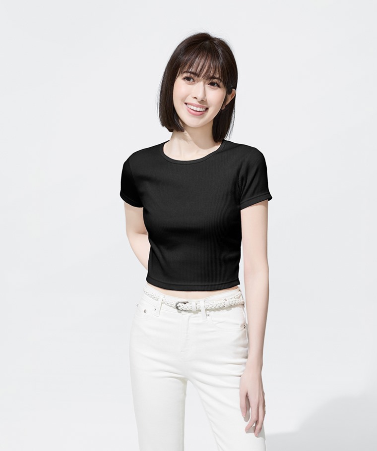 羅紋短版T恤-女