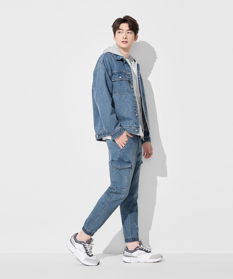 工裝牛仔束口褲-男