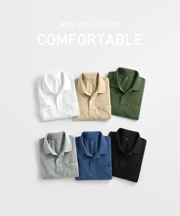 春夏男裝新品：男 · 純棉網眼口袋polo衫
