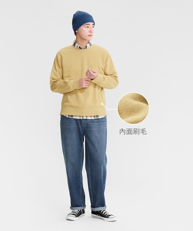 刷毛圓領衫-男