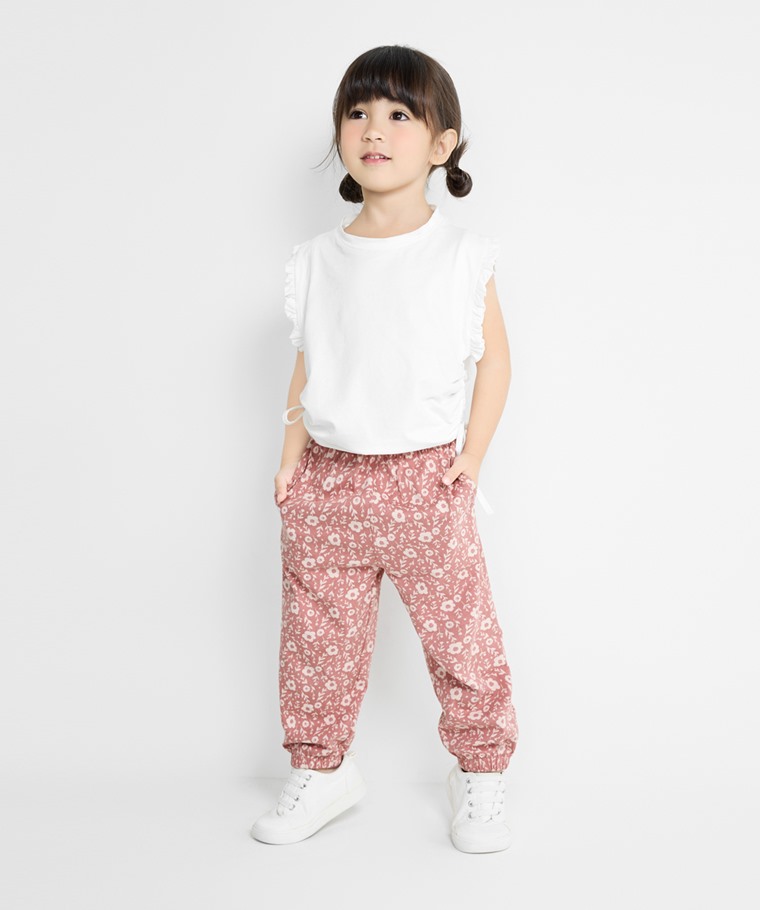 竹節棉印花束口褲-童