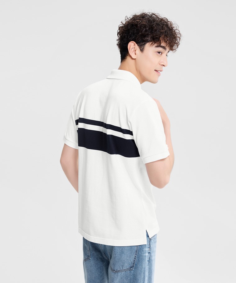 純棉網眼條紋polo衫-男