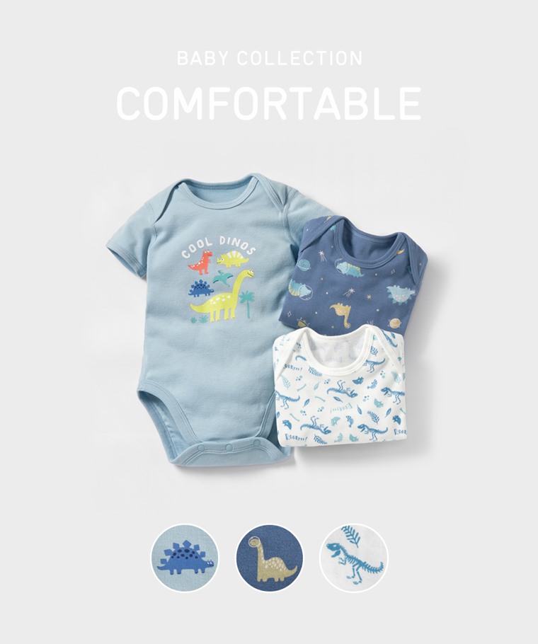 純棉羅紋恐龍印花包臀衣-Baby