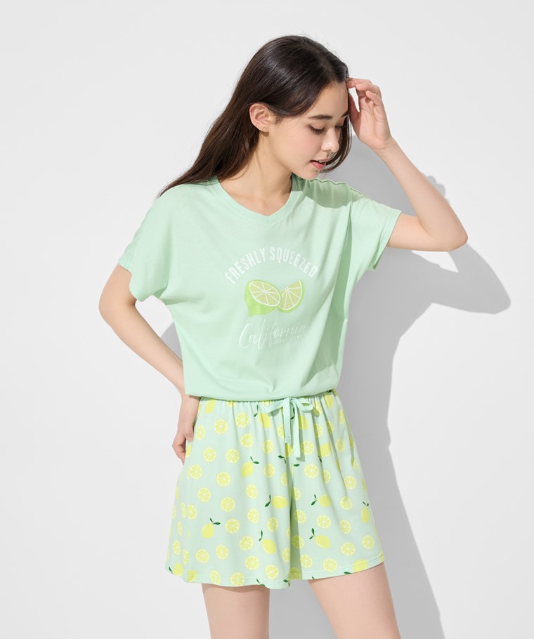 莫代爾V領青檸家居套裝-女