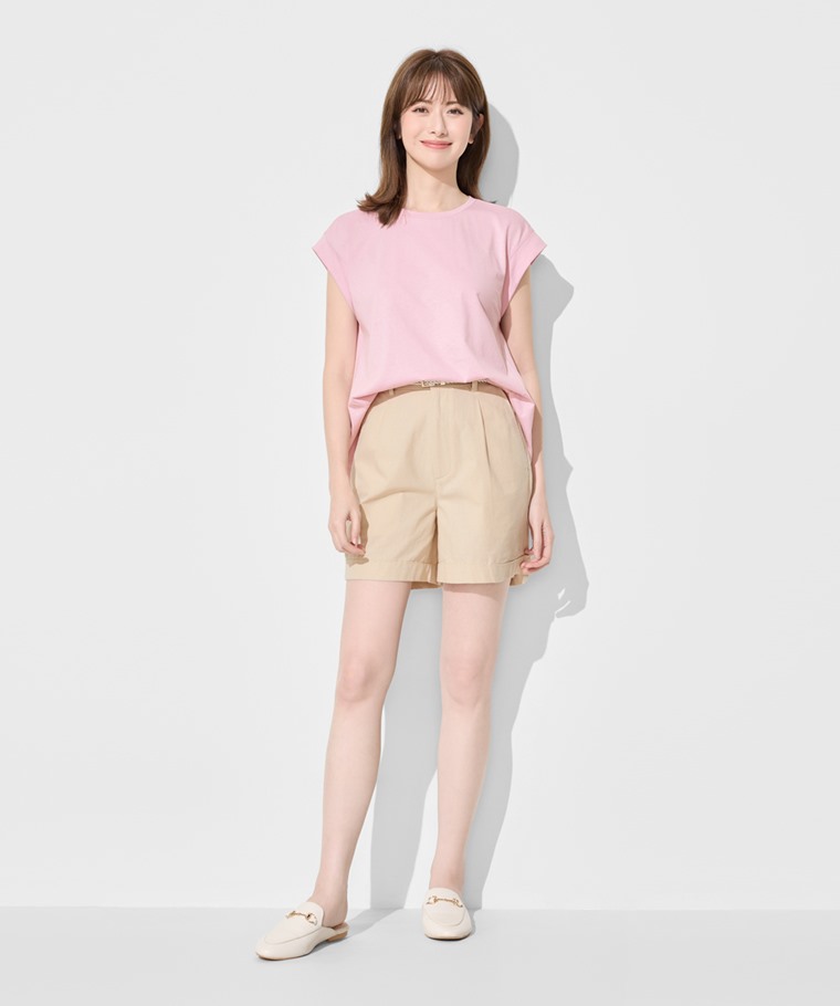 柔滑棉連袖抽皺上衣-女