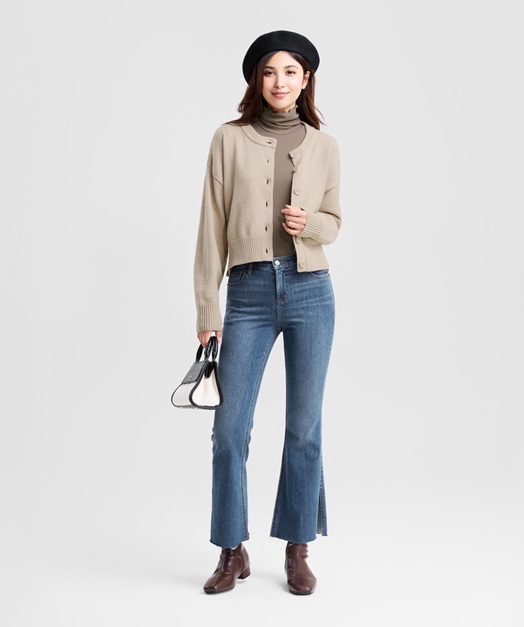 粗針短版開衩針織外套-女