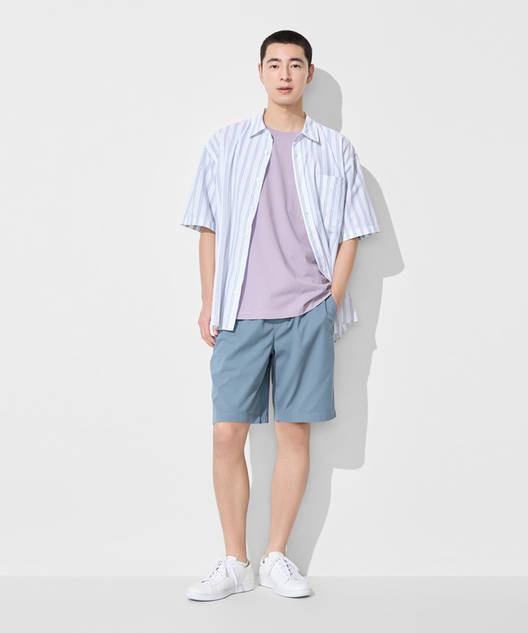 春夏男裝新品：男 · 快乾棉質輕便短褲,男 · 純棉厚寬版口袋五分袖T恤,男 · 素色踝襪(3入)