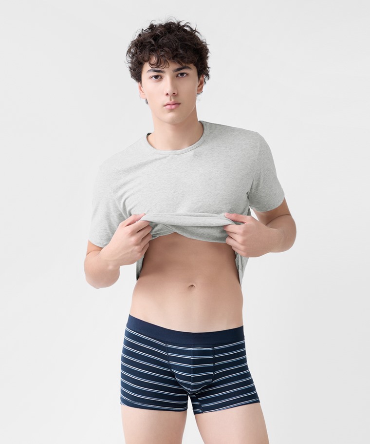 棉質低腰條紋平口內褲-男