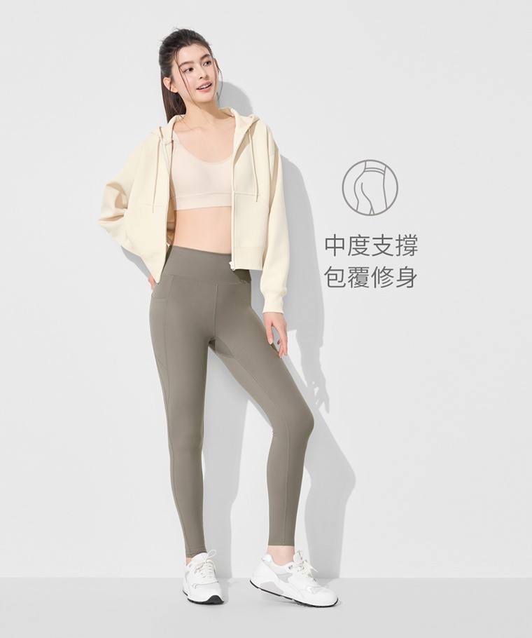 吸排附口袋中度緊身褲-女