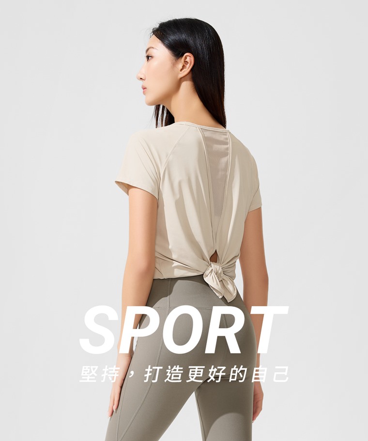 運動開衩綁帶短袖T恤-女