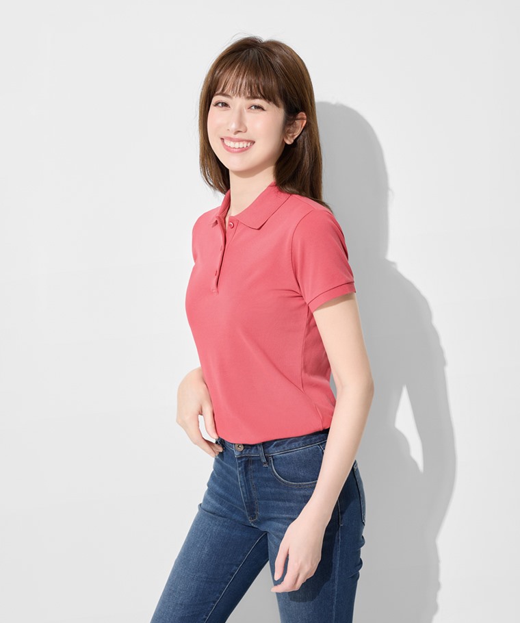 棉質網眼彈性polo衫-女