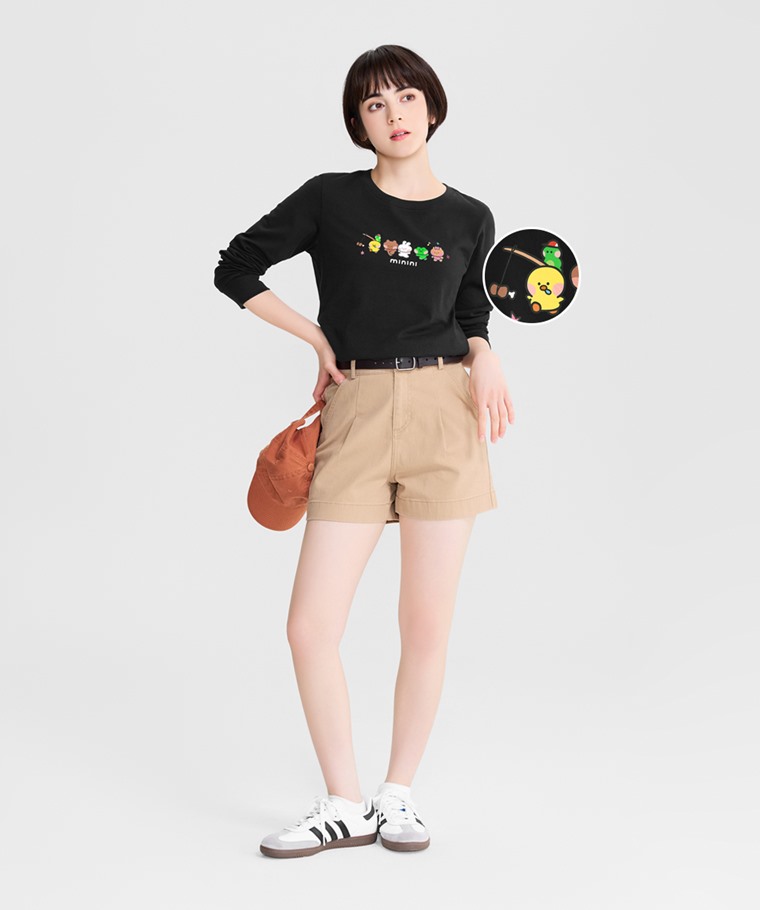 LINE FRIENDS minini長袖印花T恤-01-女