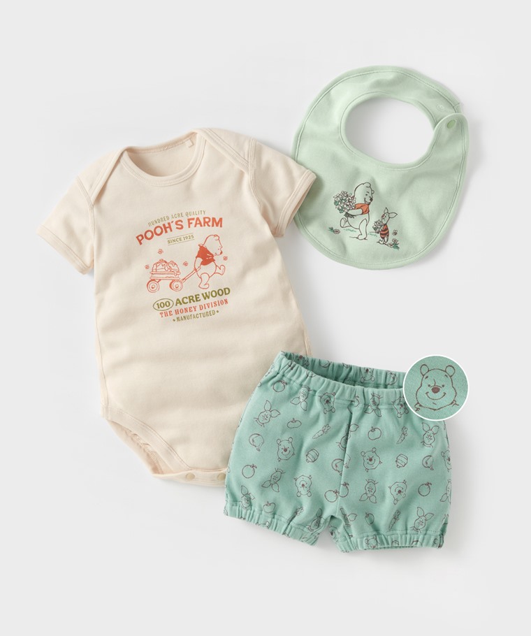 迪士尼系列純棉羅紋套裝組(3入)-Baby